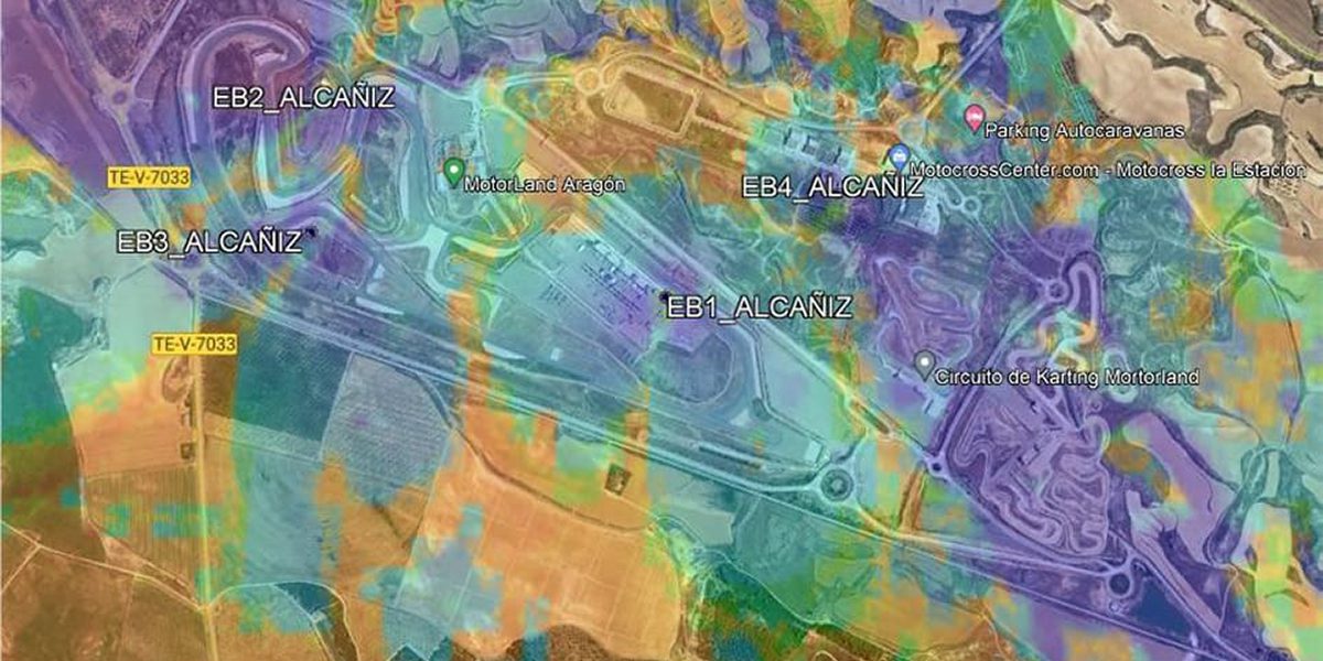 sectores tecnología 5g NR + AG ast Aragón para motorland